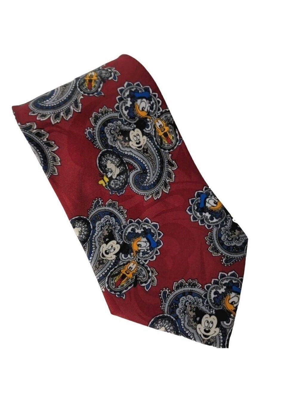 Disney Mickey Mouse Goofy Donald Pluto Paisley Necktie